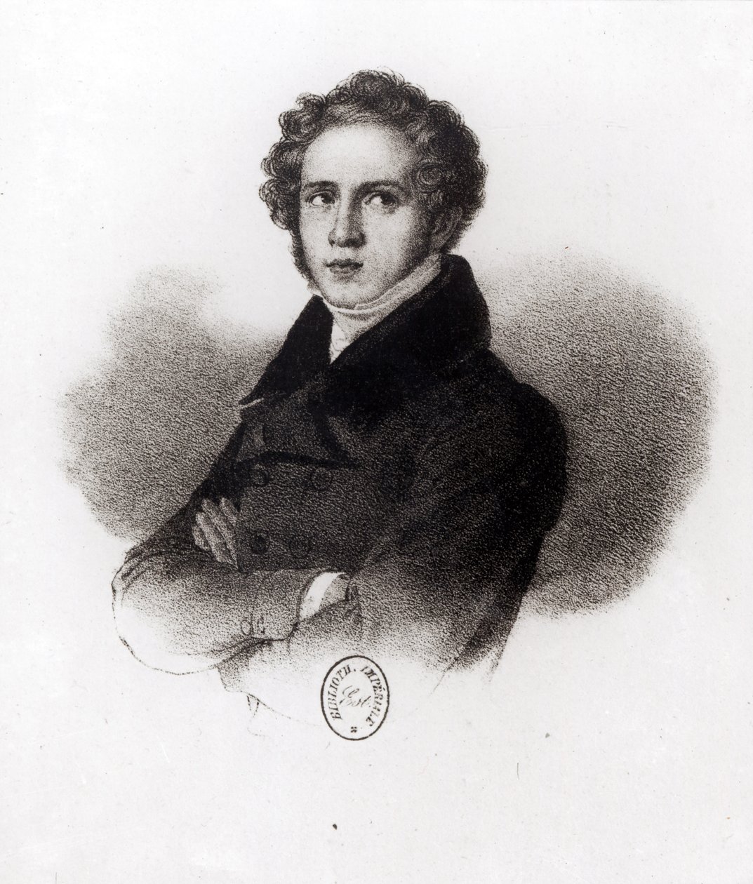Portrait of Vincenzo Bellini, engraved by Alessandro Focosi by Carlo Arienti