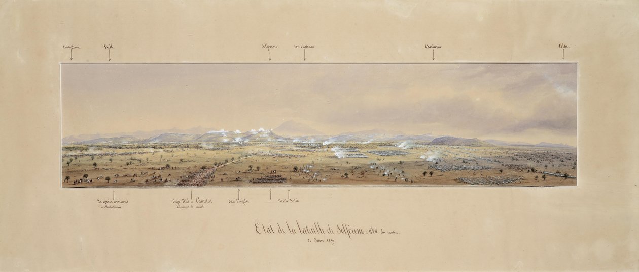 Situation of the Battle of Solferino and San Martino at 11:30 AM, Viewed from the Bell Tower of the Church of San Damaso by Carlo Bossoli