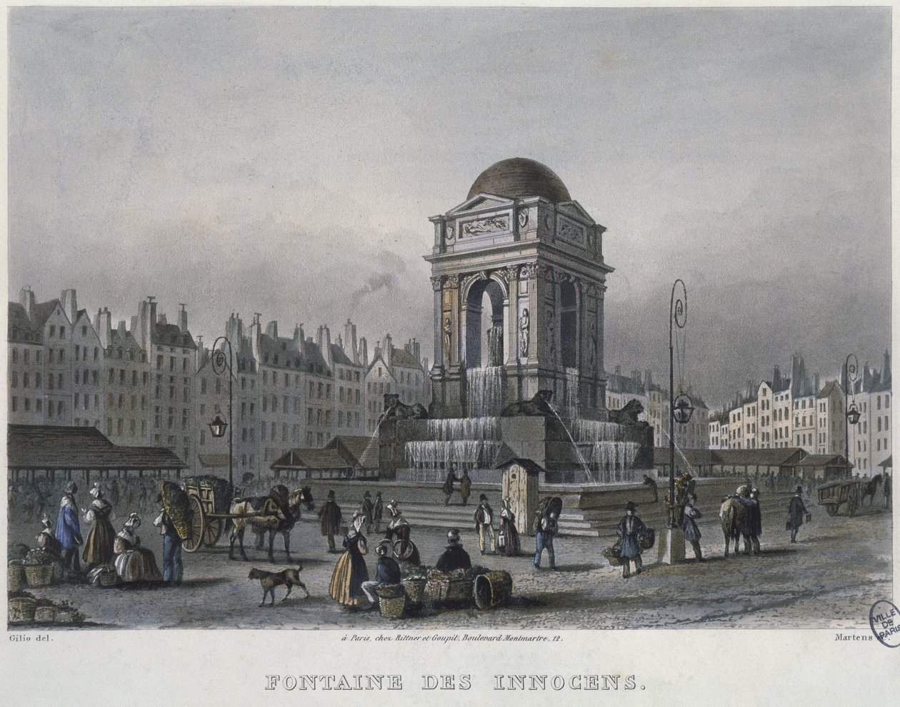 The Fountain of the Innocents, Paris, engraved by Frederic Martens by Carlo Gilio