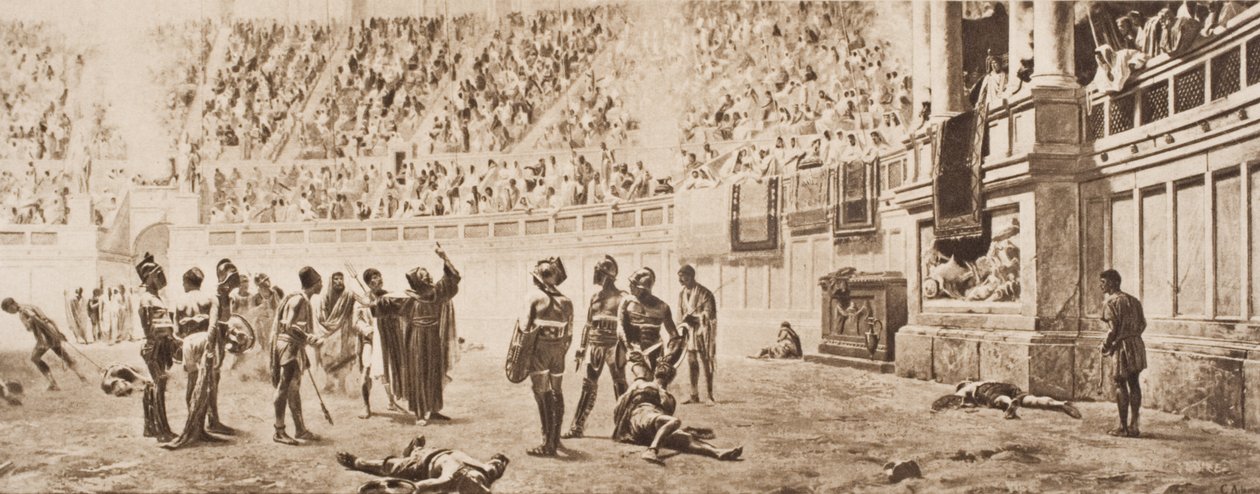The Monk Almachius attempting to stop the Gladiatorial Combat, illustration from 