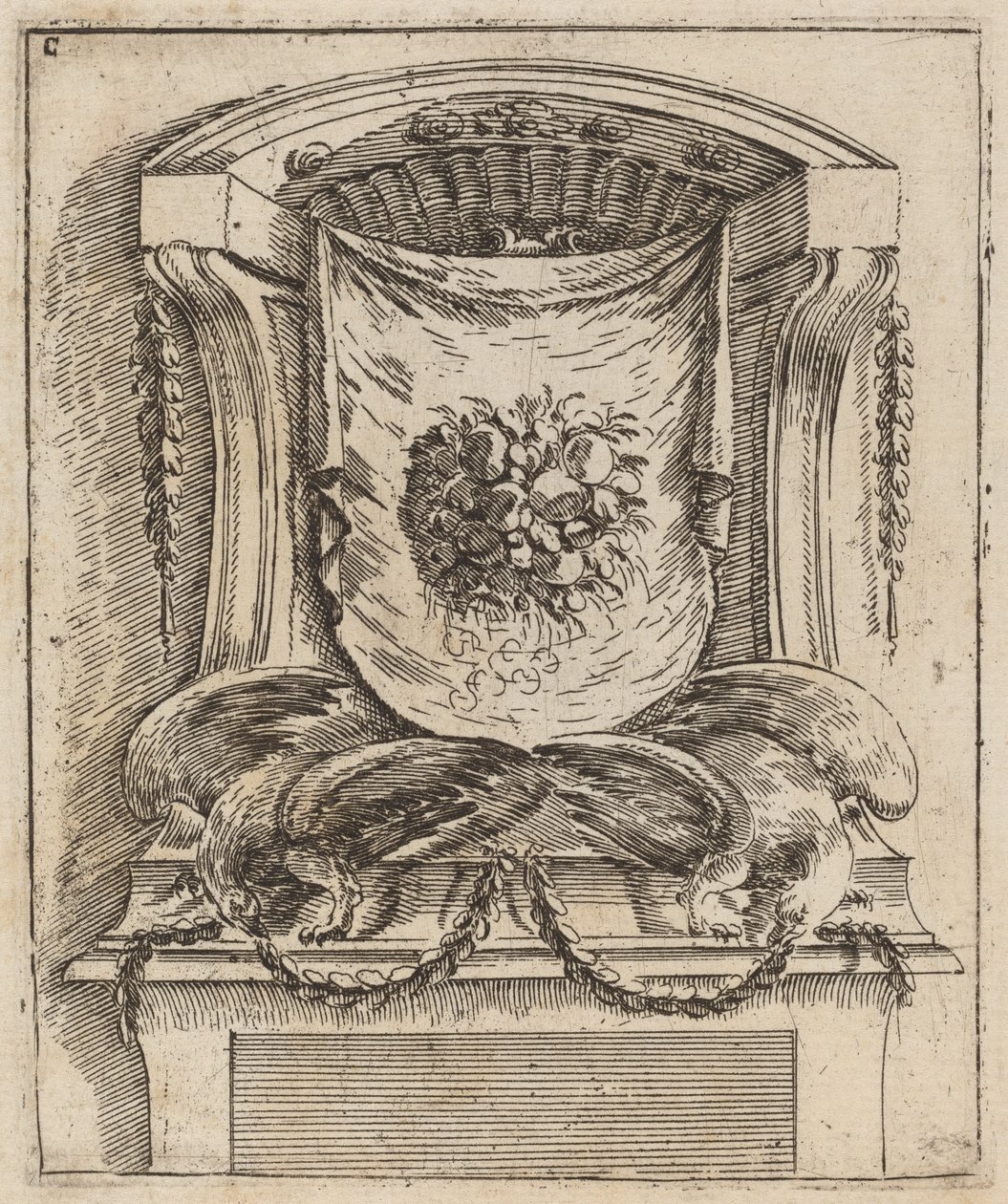 Architectural Motif with a Drape with Fruit by Carlo Antonio Buffagnotti