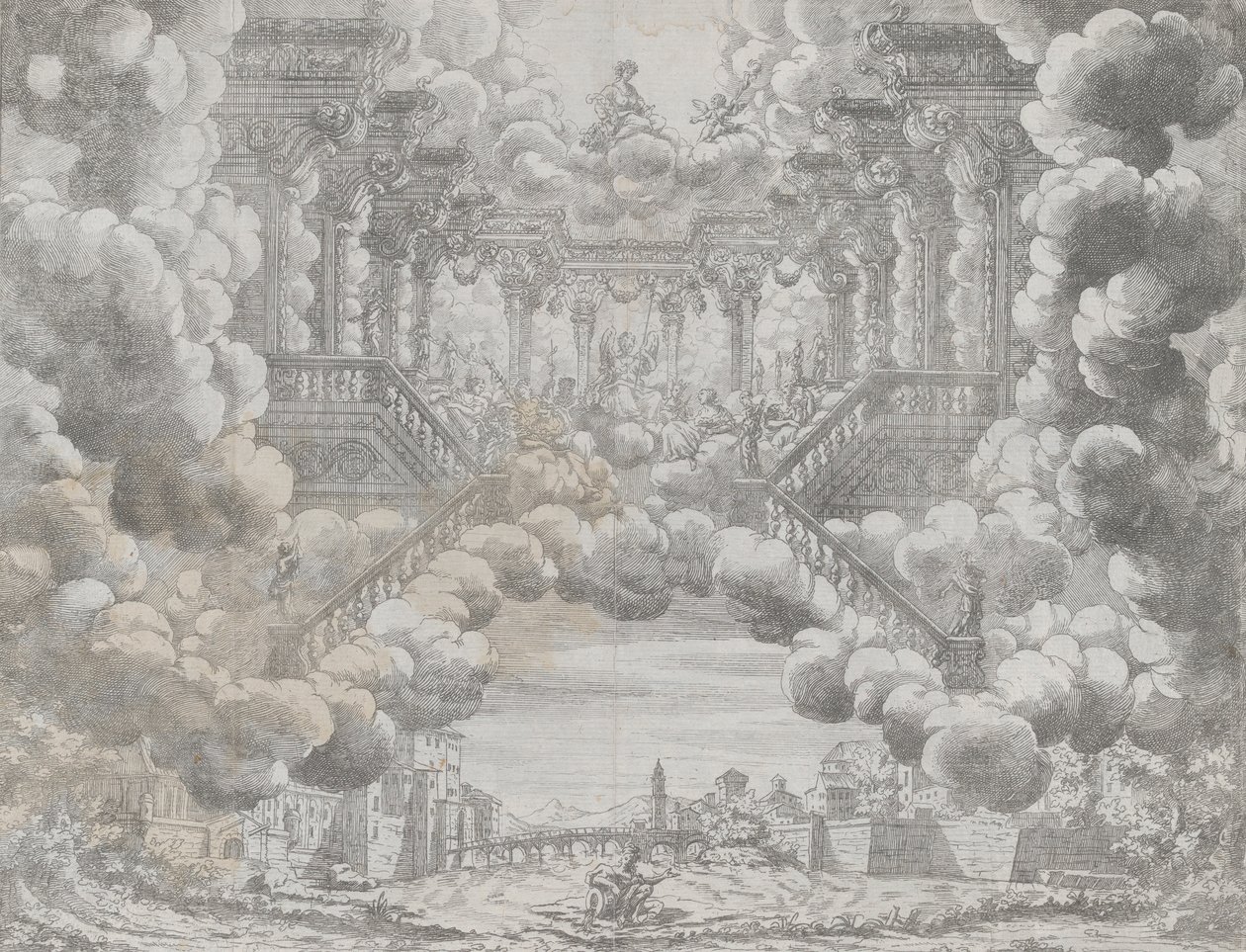 Stage Design with Allegorical Figures on a Staircase, from 