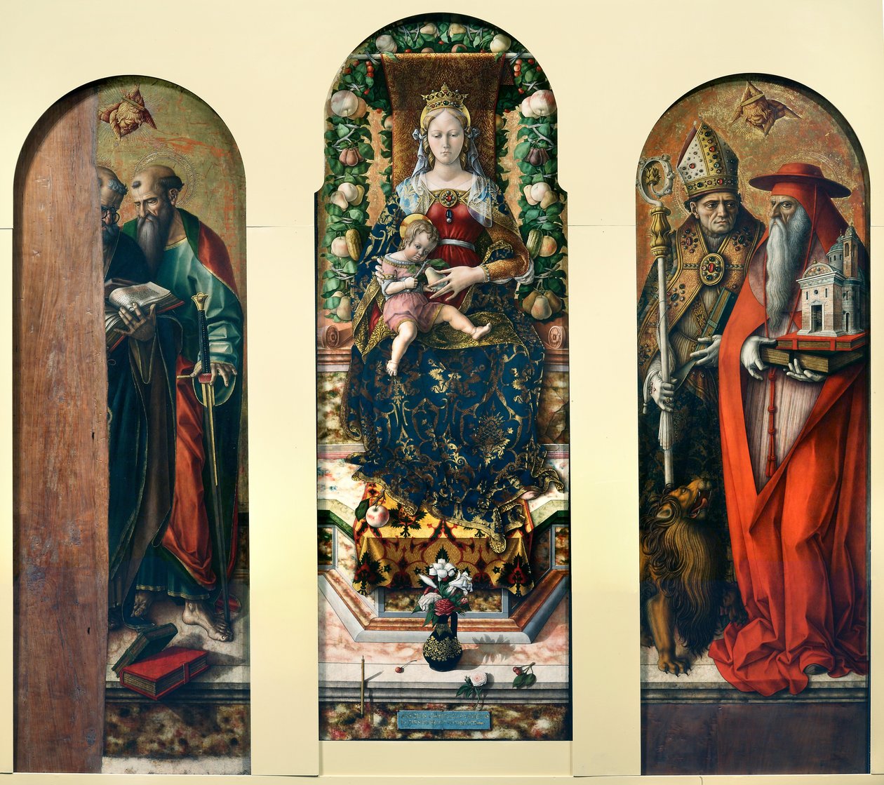Madonna and Child and Saints Peter and Paul, Ansovino and Jerome by Carlo Crivelli