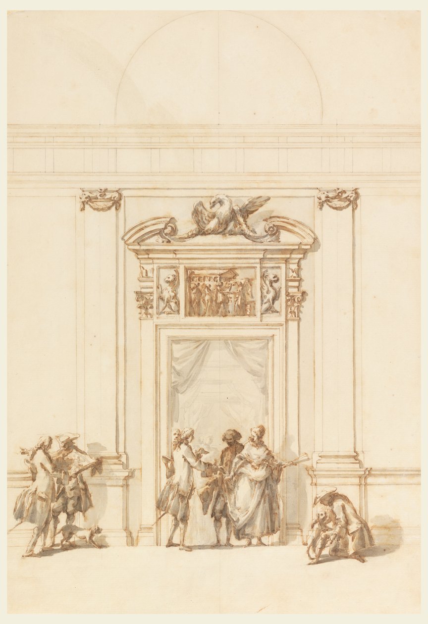 Design for the North Portal, Grand Gallery, Villa Albani, Rome, Italy by Carlo Marchionni