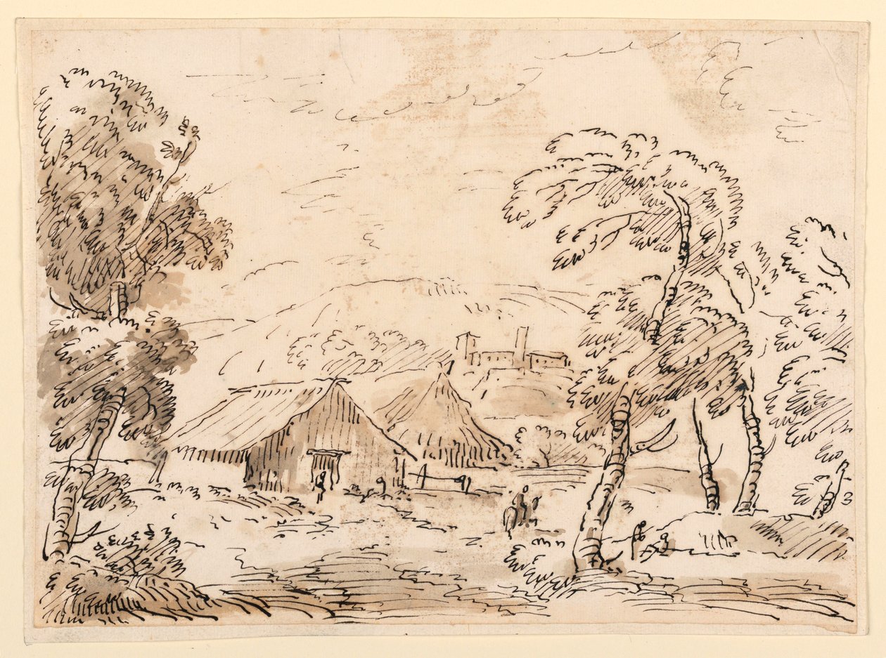 A Peasant’s Dwelling and a Castle in Mountainous Countryside, 1762-1786 by Carlo Marchionni