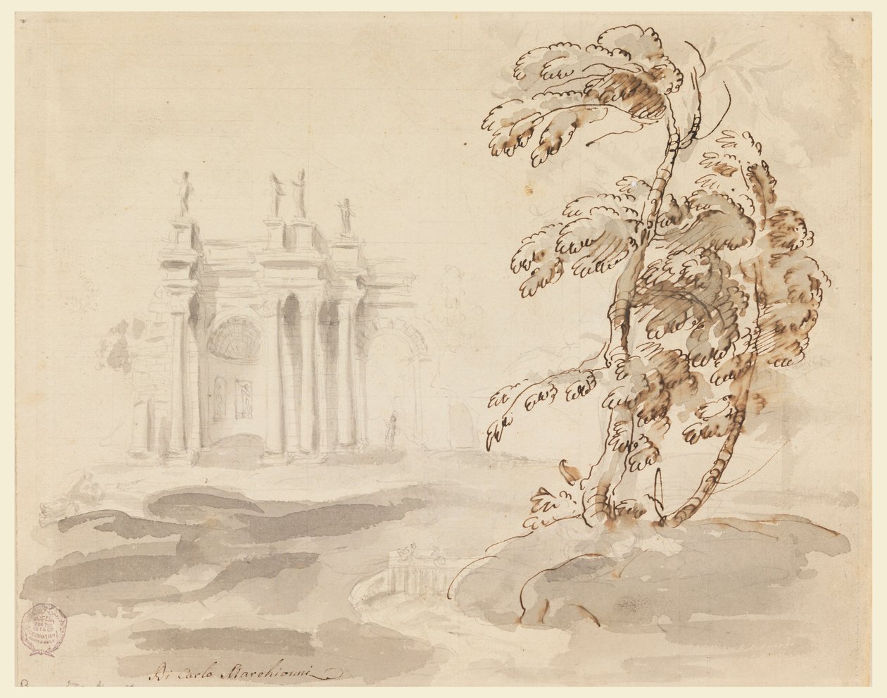 Tree in Landscape with Building, 1756–78 by Carlo Marchionni