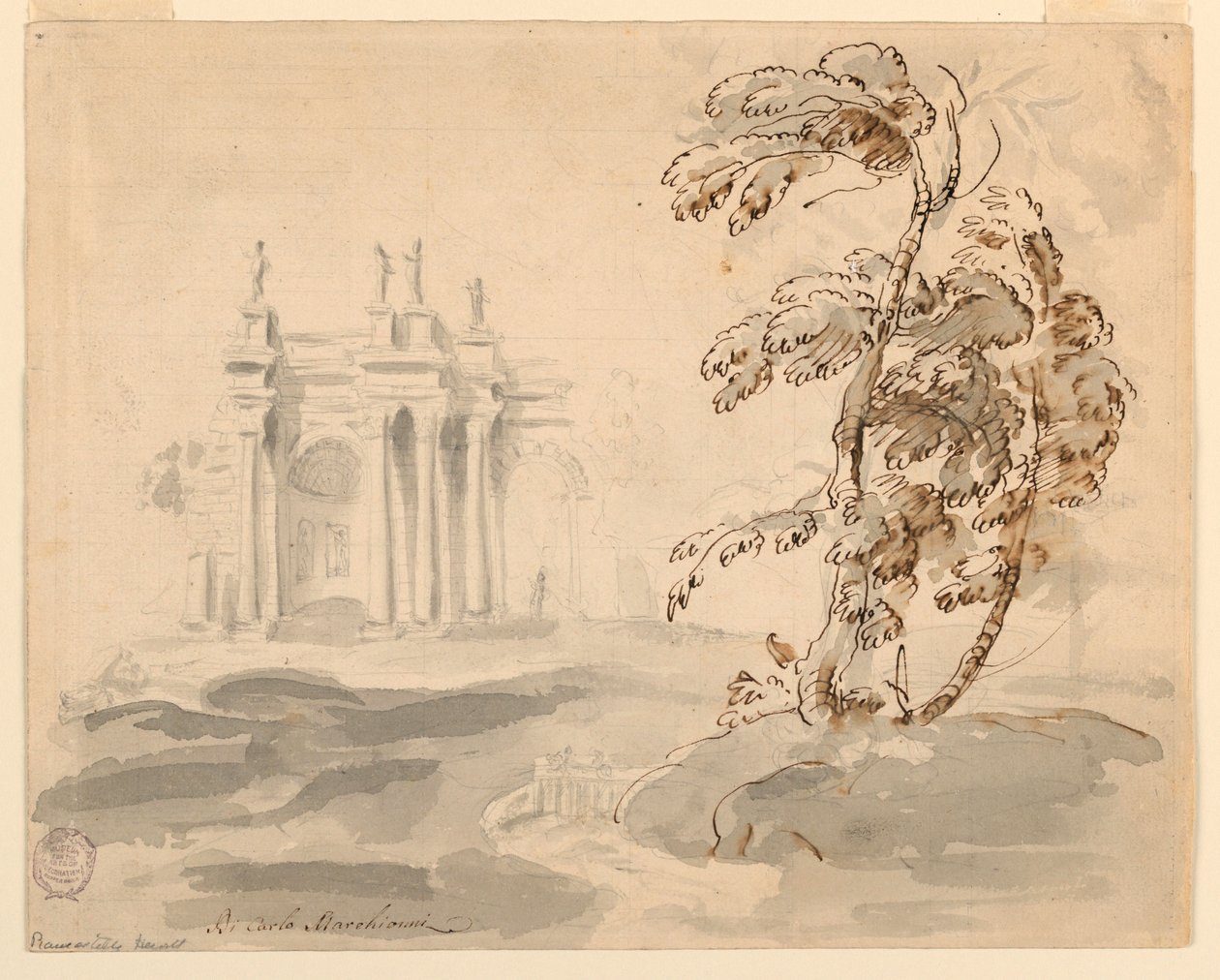 Tree in Landscape with Building, 1756–78 by Carlo Marchionni