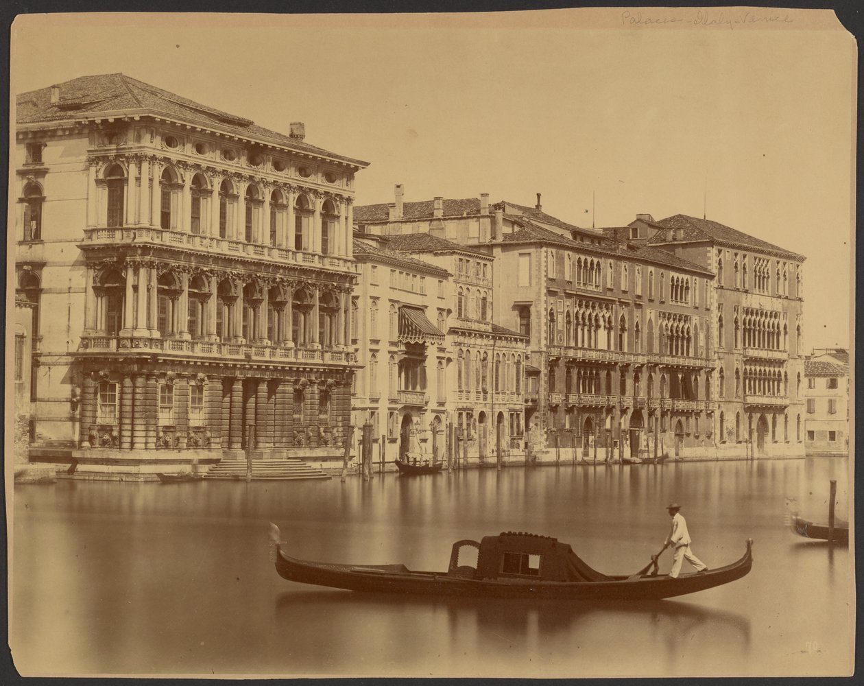 The Rezzonico, Giustiniani and Foscari Palazzos along the Grand Canal by Carlo Naya