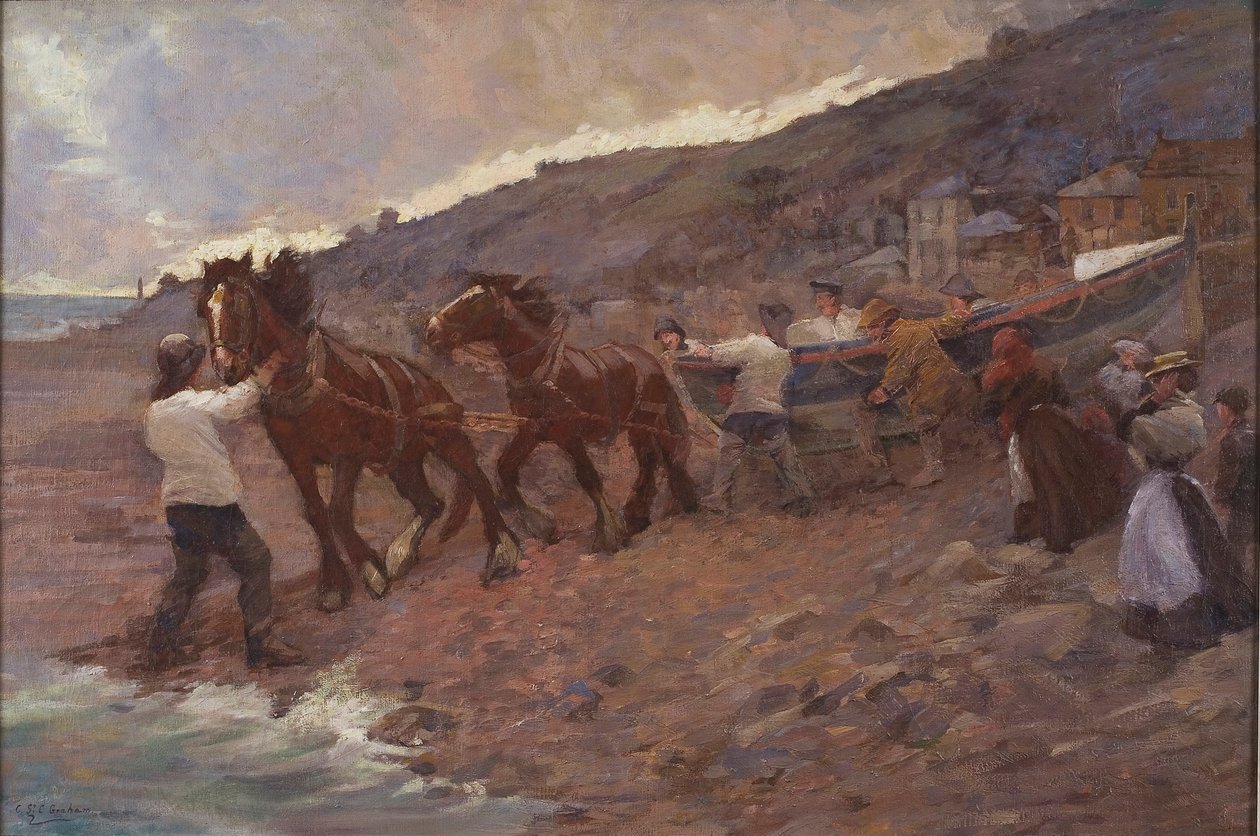 Launching the Lifeboat by Caroline St Clair Graham