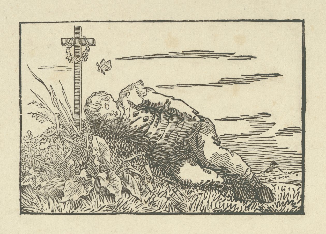 Boy Asleep on a Grave by Caspar David Friedrich