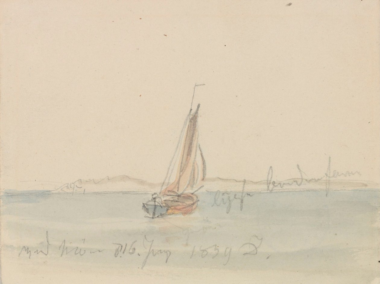 Sailboat in front of Mon by Caspar David Friedrich