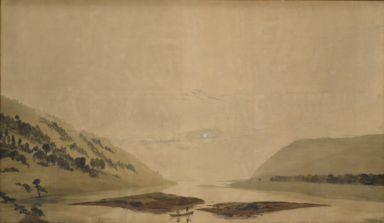 Mountainous Landscape with River in the Morning by Caspar David Friedrich