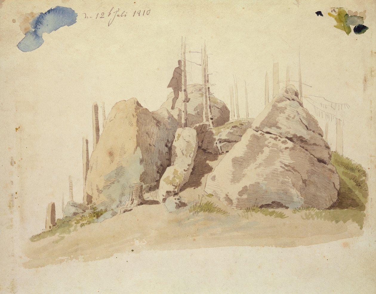 Rock and Tree: Unfinished Study, 12th July 1810 by Caspar David Friedrich