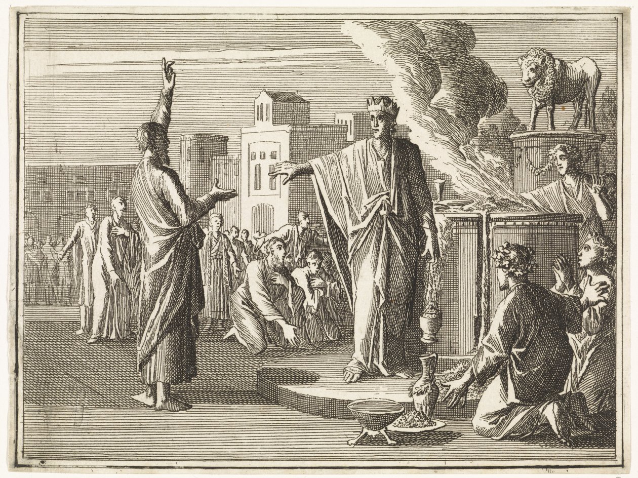 The Man of God from Judah Prophesies Against the Altar on which Jeroboam Practices Calf Worship by Caspar Luyken