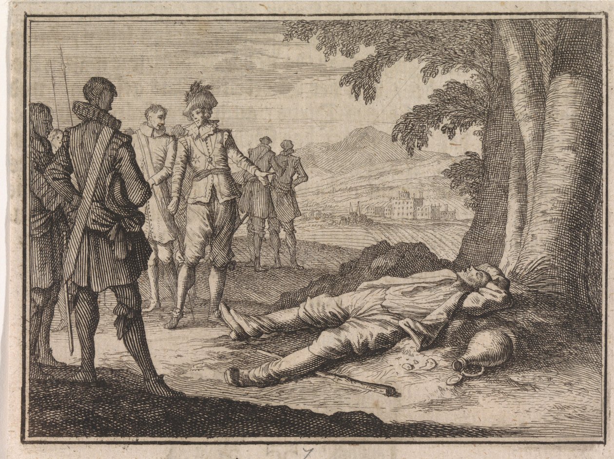 Philip the Good Finds a Drunken Farmer Under a Tree by Caspar Luyken