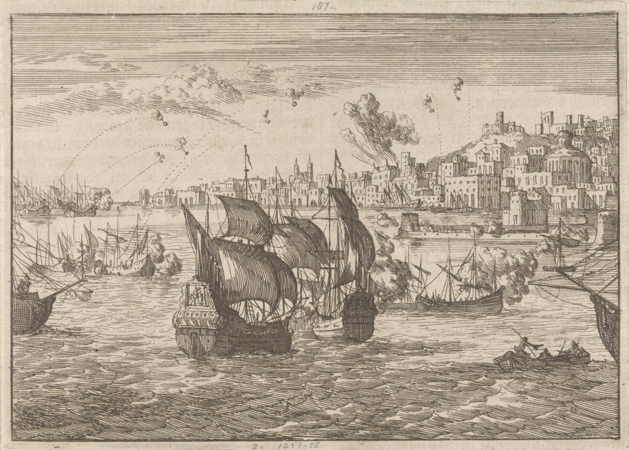 Genoa Bombarded by the French Fleet, 1684 by Caspar Luyken