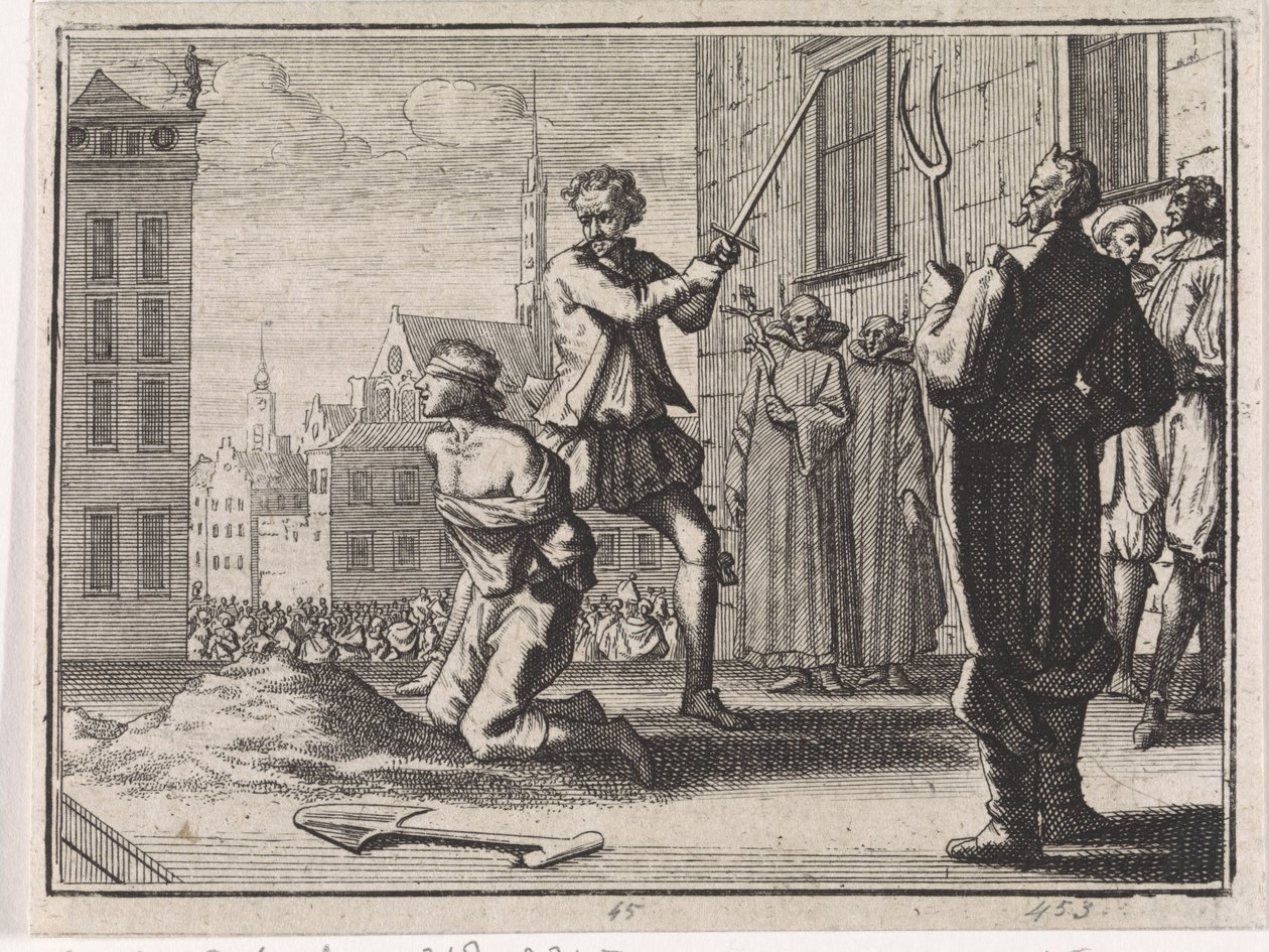 Beheading of a Boy under the Watchful Eye of Clergy and the Devil by Caspar Luyken