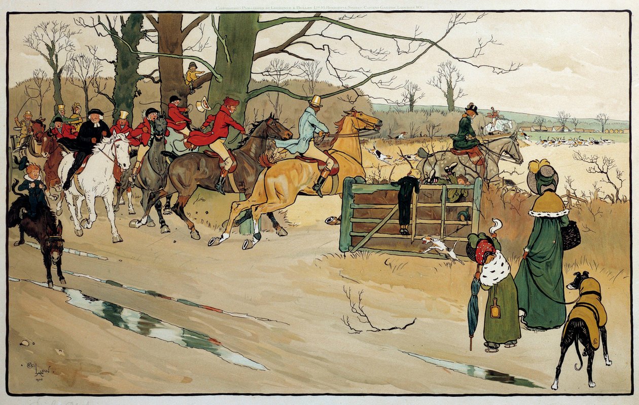 Engraving by Cecil Aldin, England. Private collection by Cecil Charles Windsor Aldin
