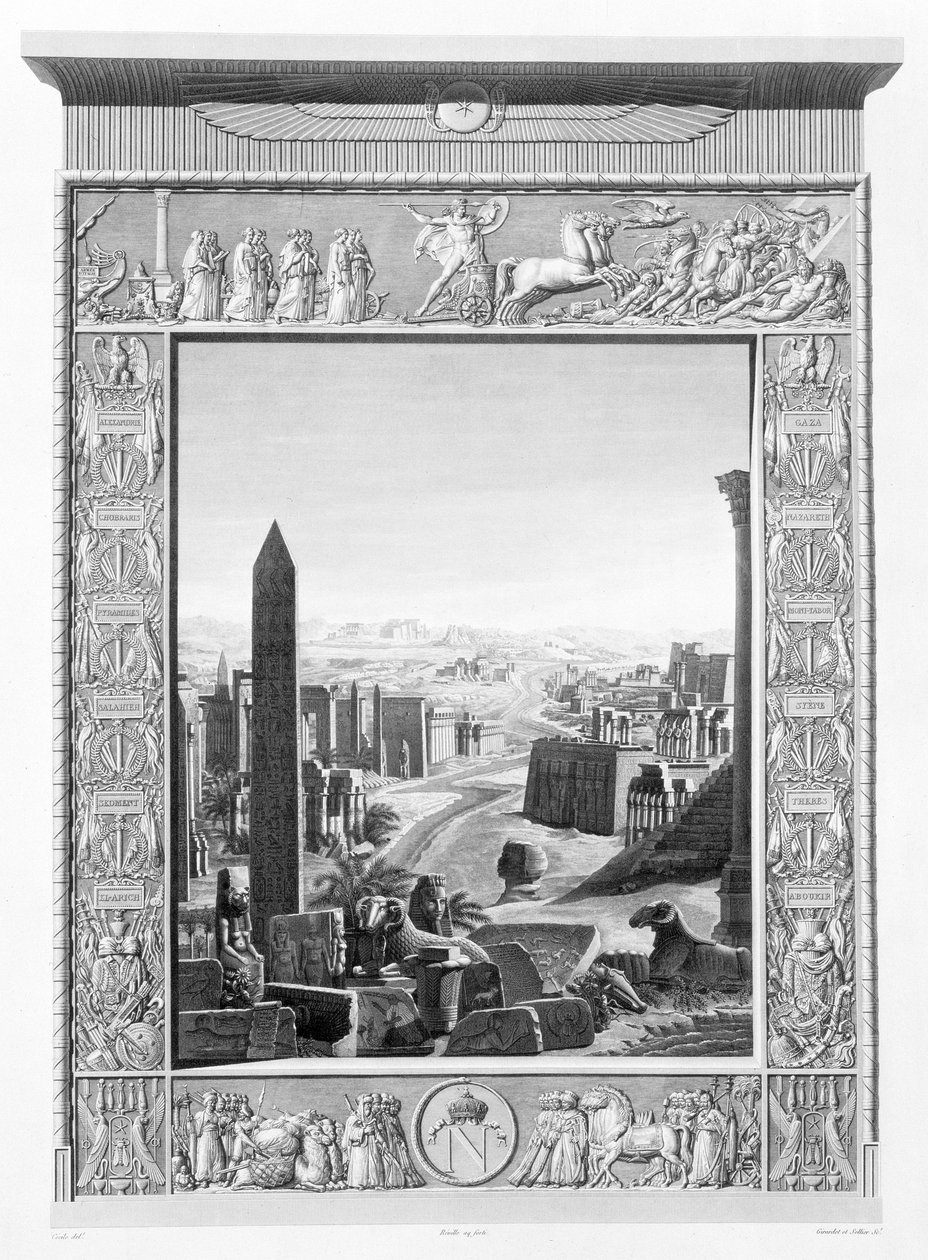 Frontispiece to Volume 1 of the `Description of Egypt`, engraved by Girardet and Sellier, and published under the orders of Napoleon, 1822 by Cecile