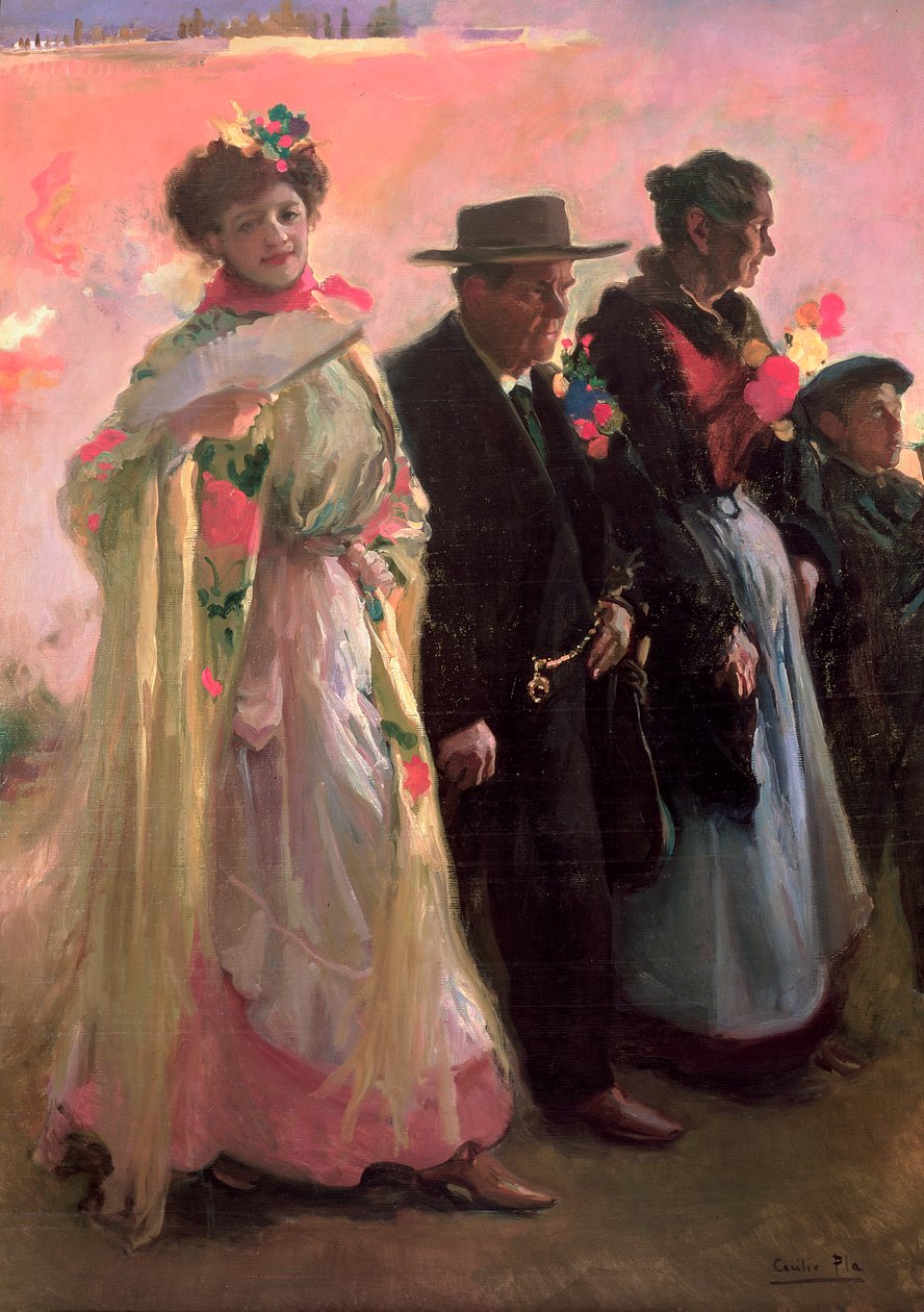 Villagers attending the celebrations of the patron of Madrid by Cecilio Pla Gallardo