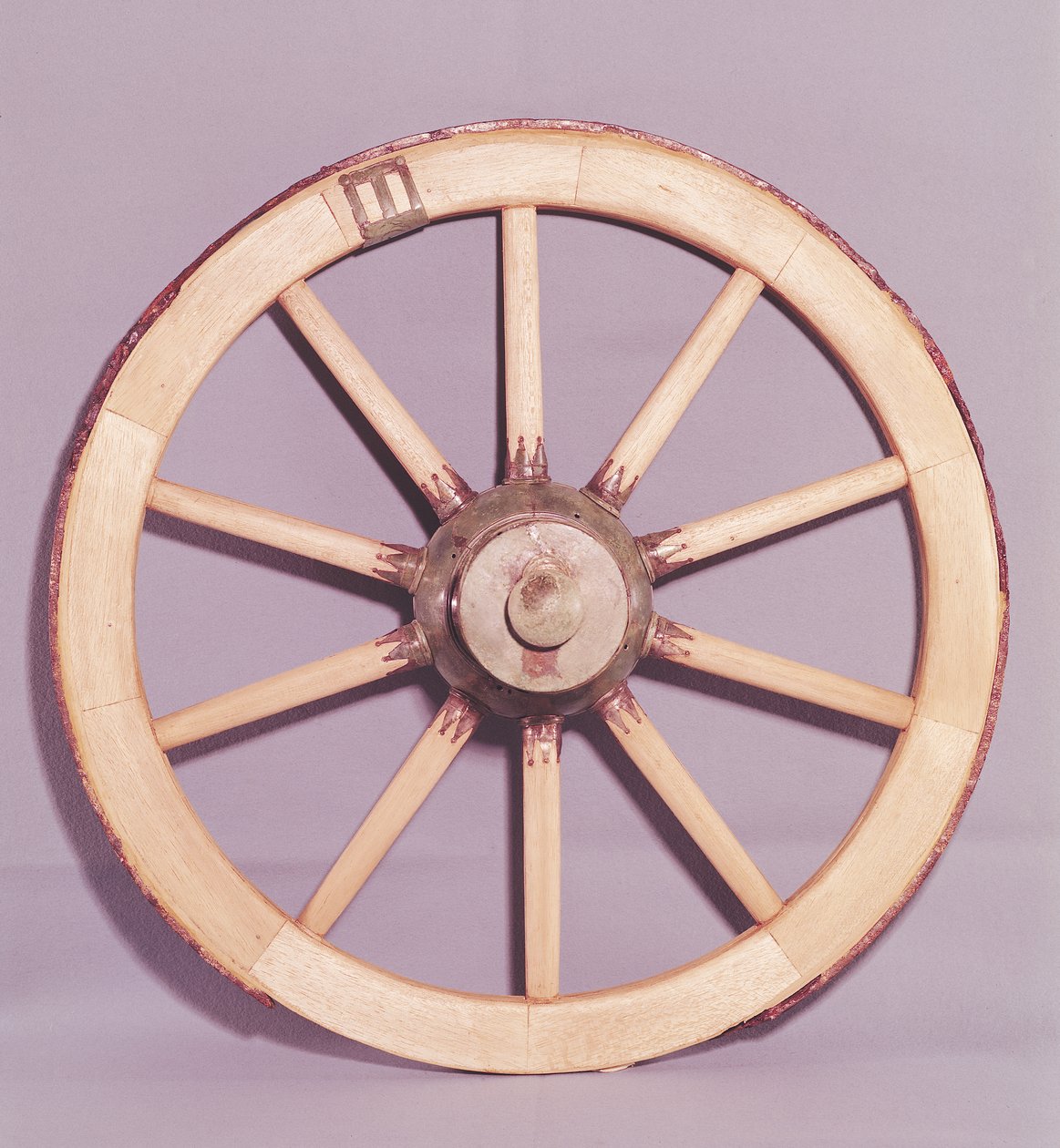 Reconstruction of a wheel from a chariot found at the tomb of a Princess of Vix by Celtic
