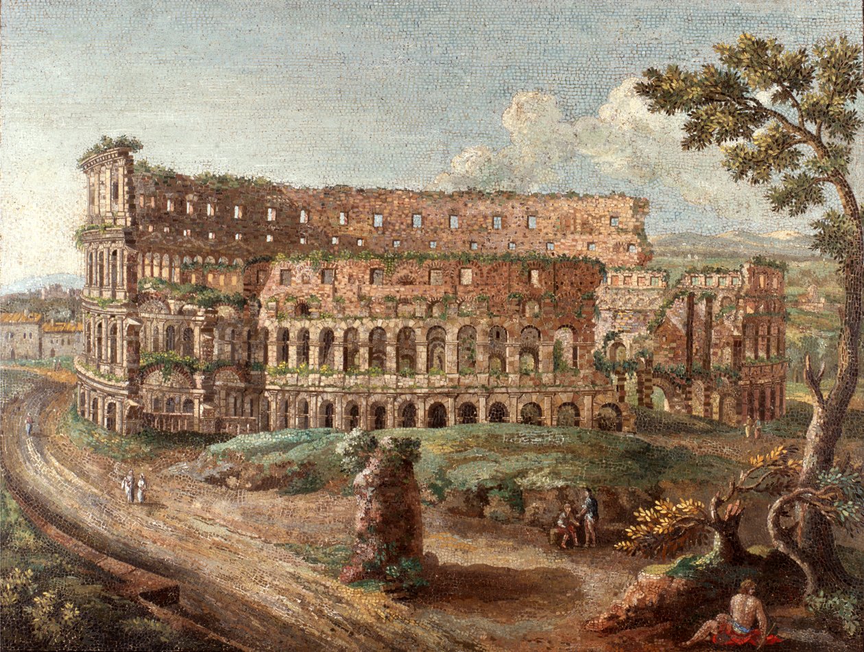 One of a pair of Roman micro-mosaic pictures 