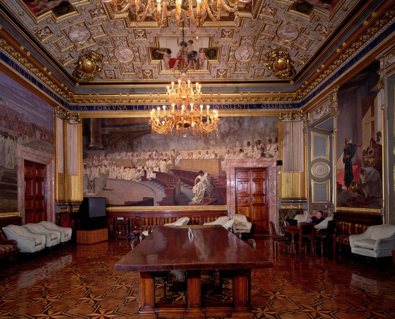 Sala Maccari, Panel Depicting a Roman Senate (detail) by Cesare Maccari