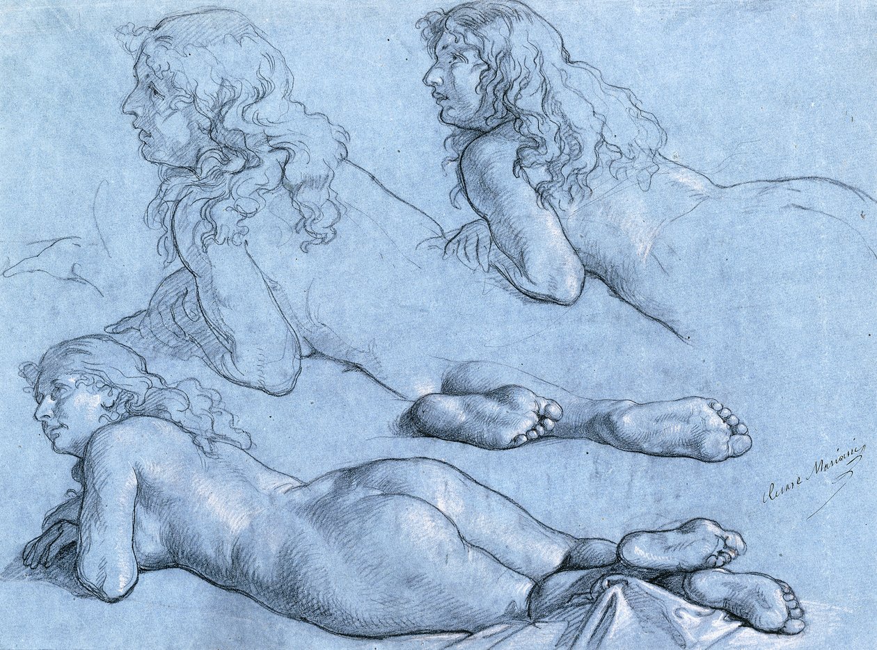 Studies of a Reclining Nude, Seen from the Back by Cesare Mariani