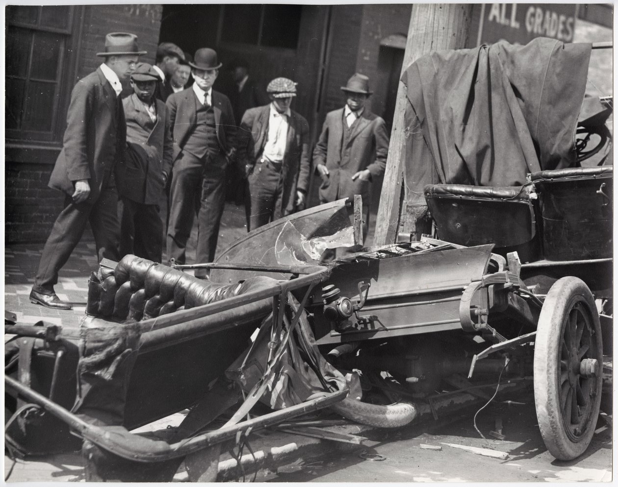 Crowd Looking at a Wrecked Automobile by Charles Clement Holt