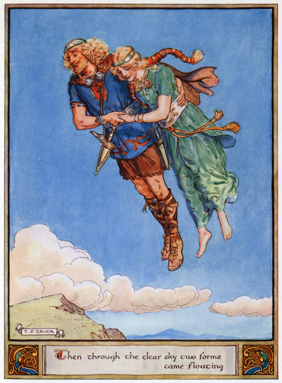 'Then through the clear sky two forms came floating', illustration from ...