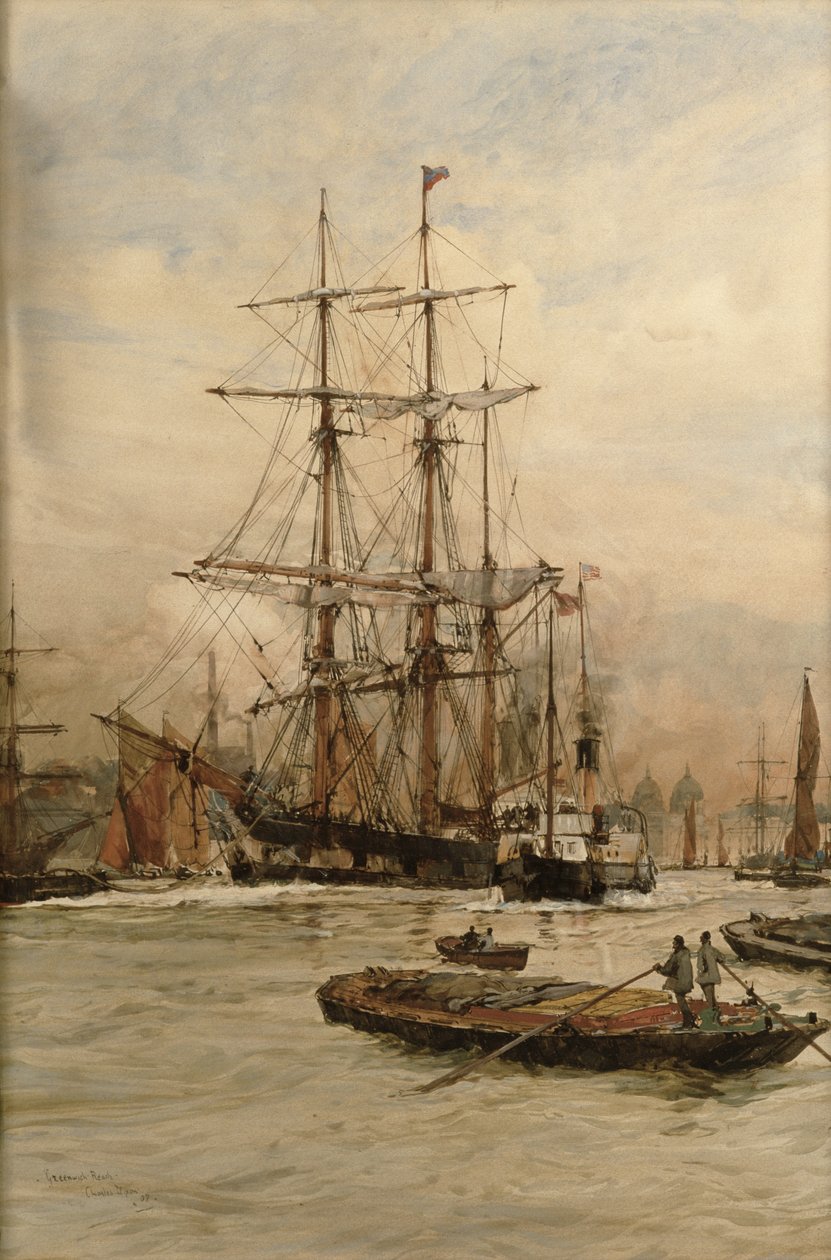 On the Thames below Greenwich, c.1905 by Charles Edward Dixon