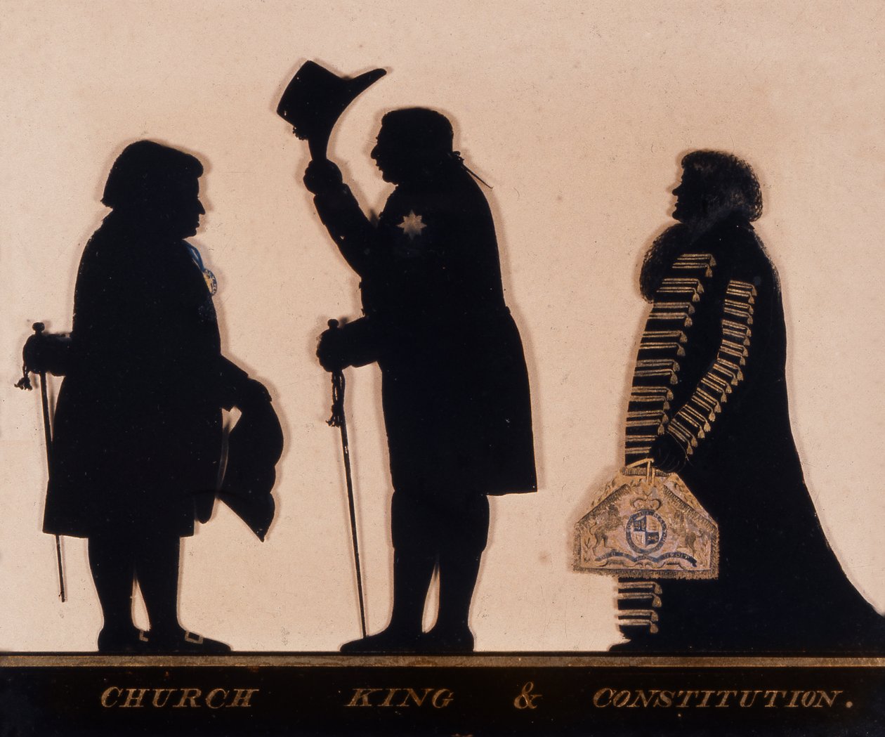 Silhouette entitled Church, King and Constitution, c.1793 by Charles I Rosenberg