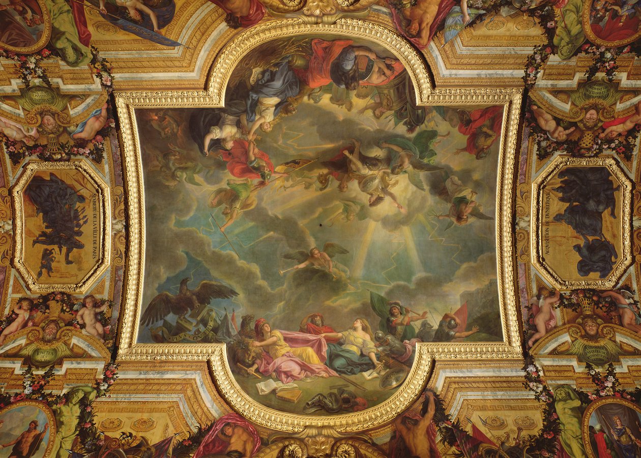 The Capture of the Town and Citadel of Ghent in six days in 1678 and the Strategy of the Spanish Ruined by the taking of Ghent, ceiling painting from the Galerie des Glaces by Charles Le Brun