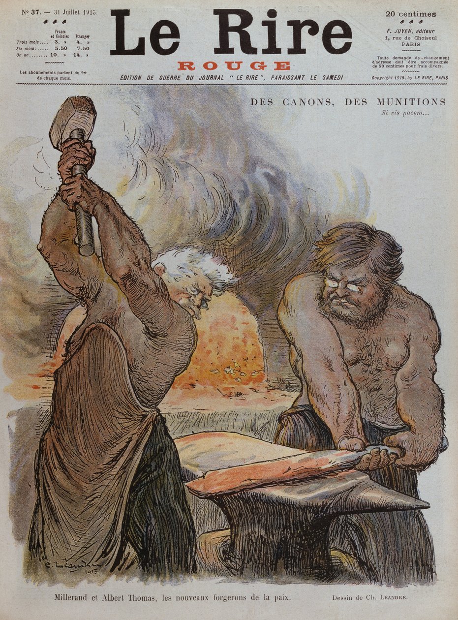 Alexandre Millerand and Albert Thomas as blacksmiths forging peace ...