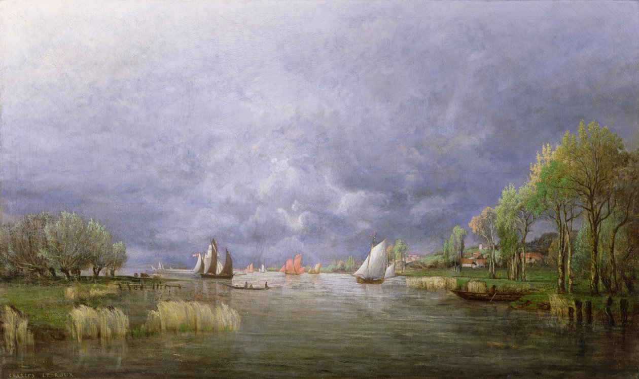 Banks of the Loire in Spring, Storm Effect by Charles Leroux