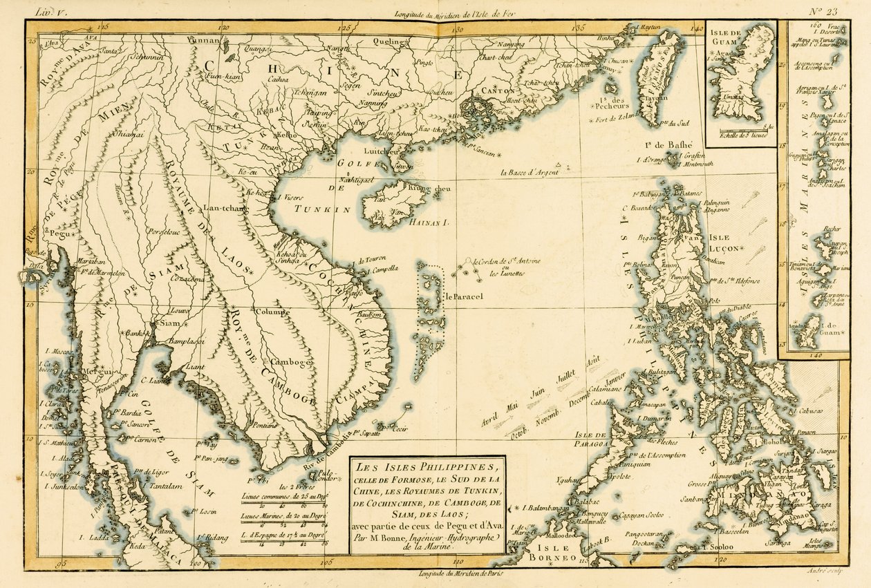 The Philippines, Formosa, South China, the Kingdoms of Tonkin, Cochin China, Cambodia, Siam, Laos, and Part of Those of Pegu and Ava by Charles Marie Rigobert Bonne