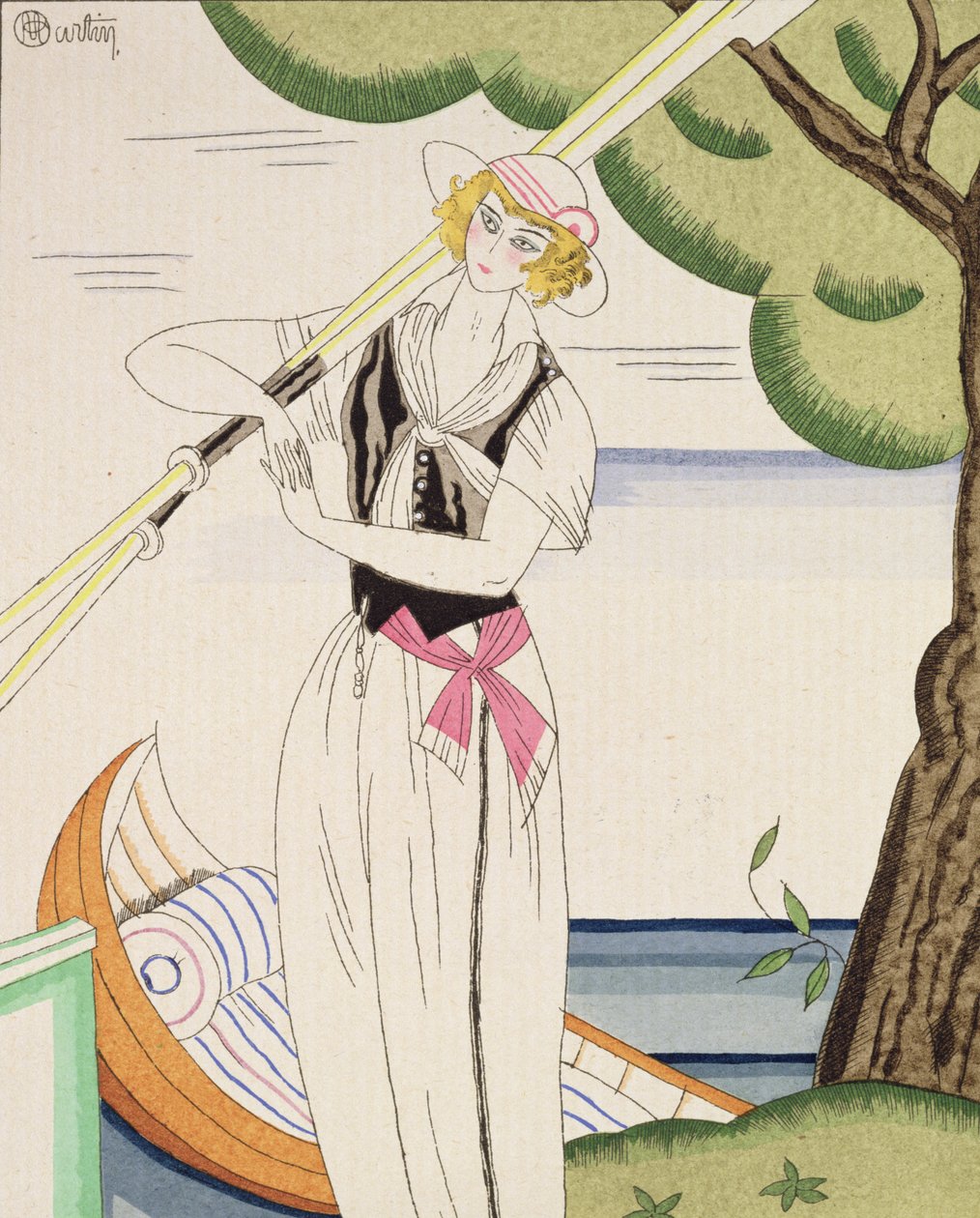Woman alighting from her boat by Charles Martin