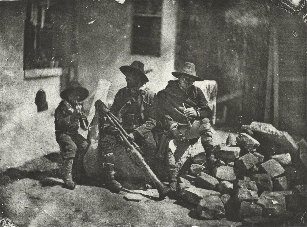 Seated Pifferari, Italian Street Musicians by Charles Nègre