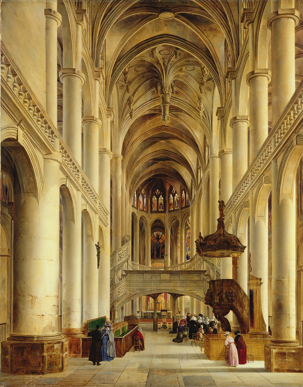Interior of The Church of Saint-Etienne-du-Mont, Paris, c.1820 by Charles Renoux
