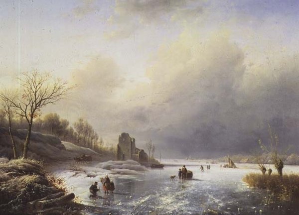 Winter Scene by Charles-Henri-Joseph Leickert
