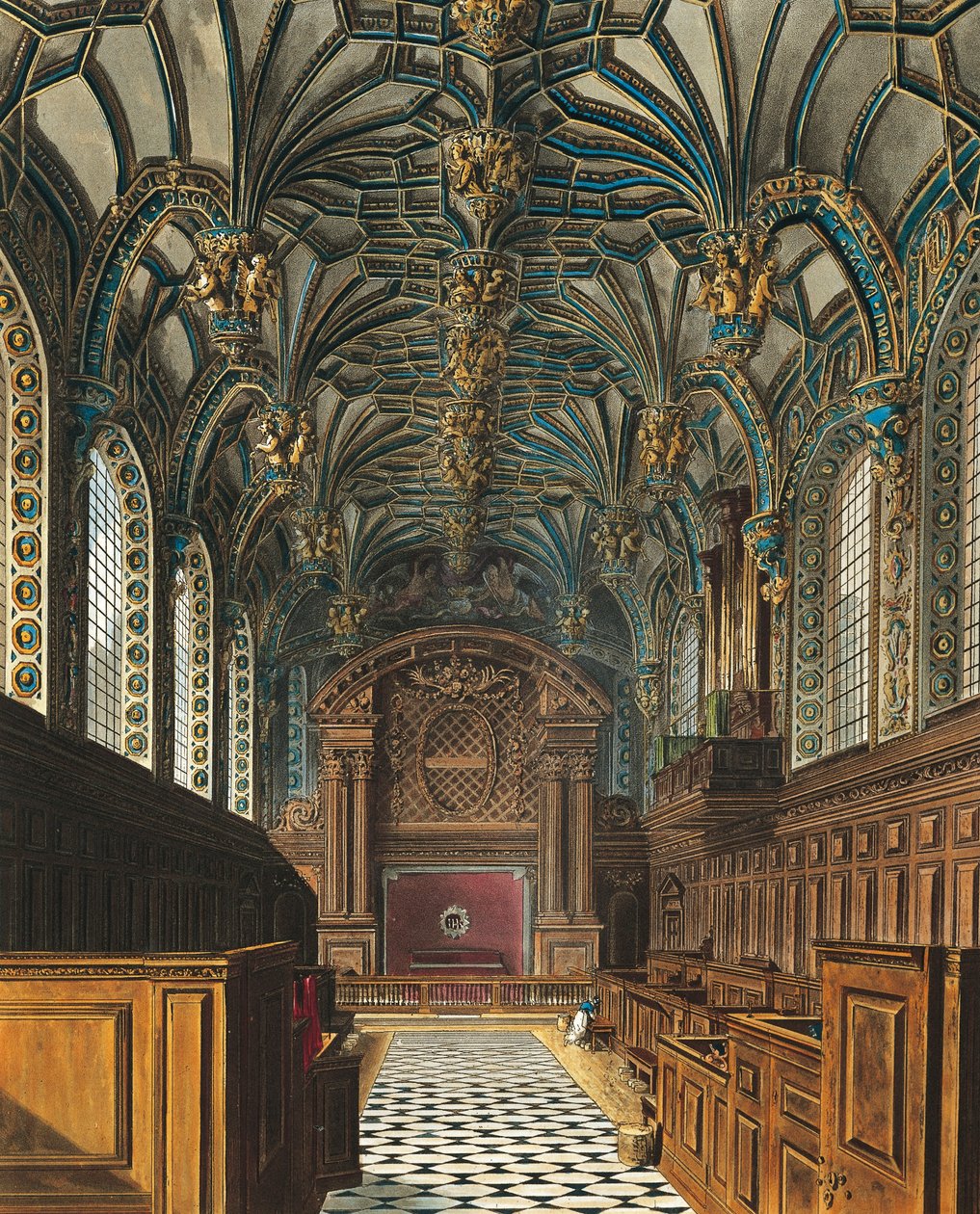 Chapel of the Hampton Court Royal Palace by Charles (after) Wild
