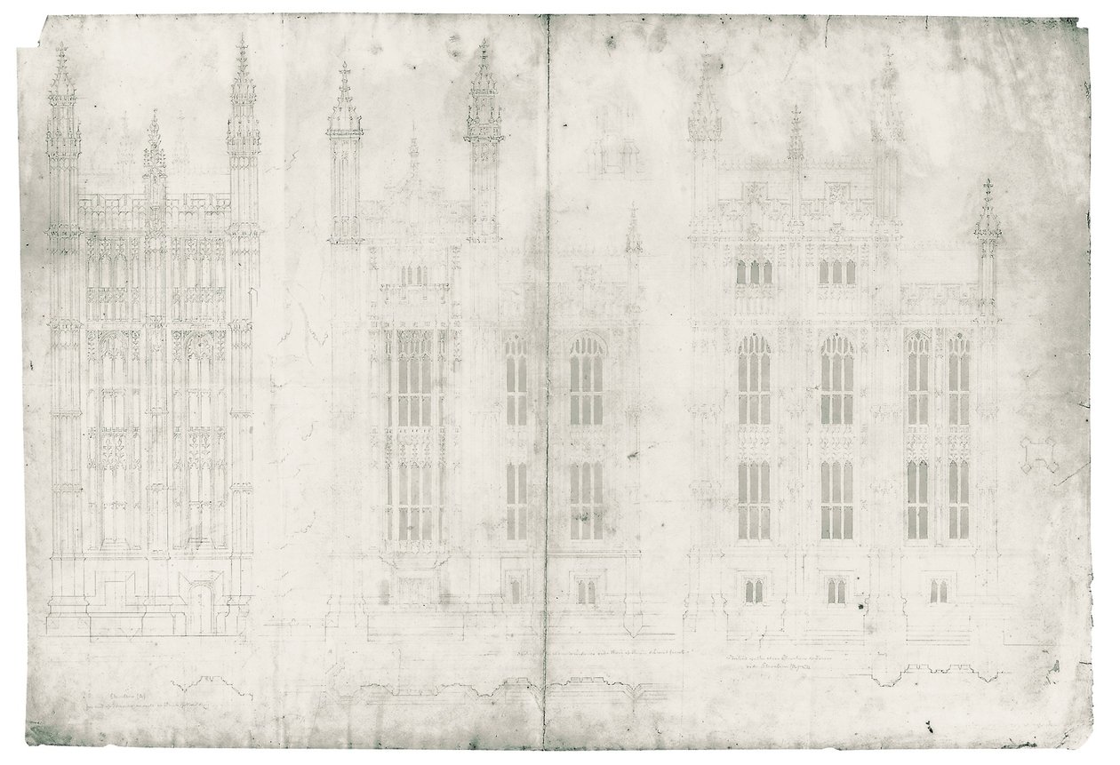 Drawing for the Houses of Parliament, c.1836-40 by Charles Barry