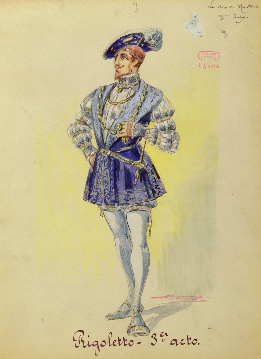 Costume for The Duke of Mantua, from act III of the opera 