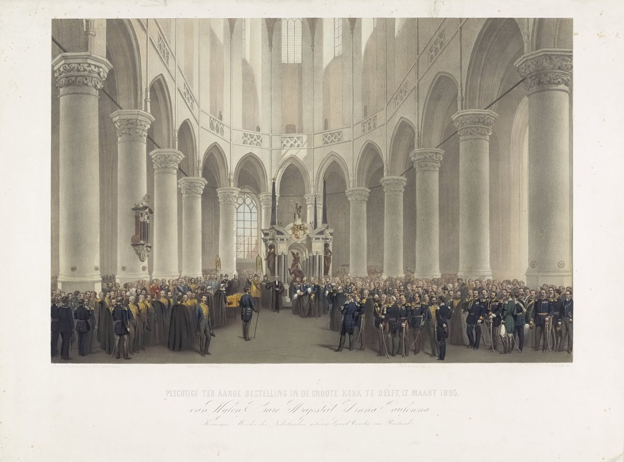 Solemn Burial in the Great Church in Delft, March 17, 1865, of the Late Her Majesty Anna Paulowna Queen Mother of the Netherlands Born Grand Duchess of Russia by Charles Billoin
