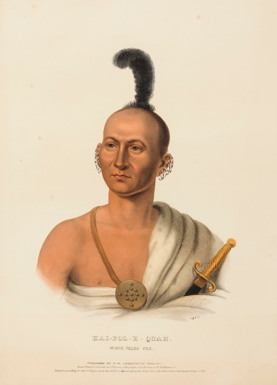 KAI-POL-E-QUAH, WHITE NOSED FOX, from History of the Indian Tribes of North America by Charles Bird King