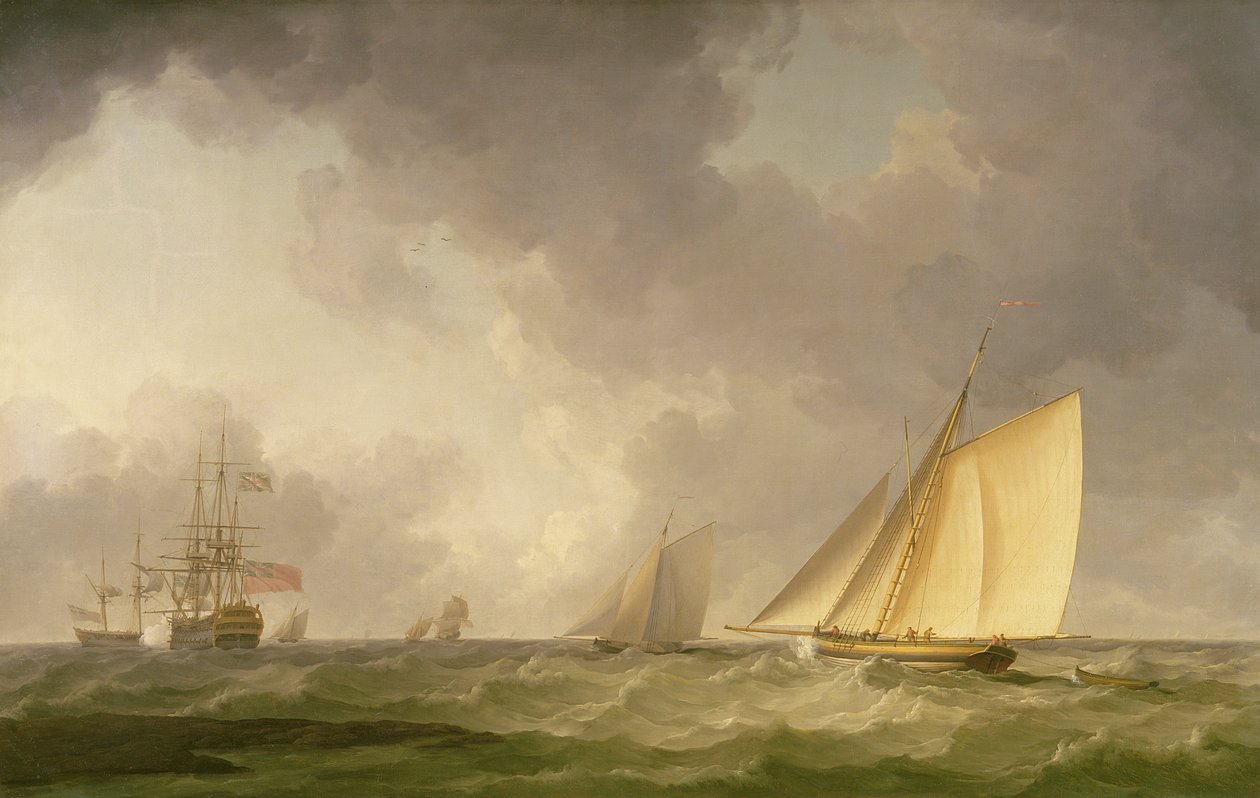 Cutter Close Hauled in a Fresh Breeze, with Other Shipping by Charles Brooking