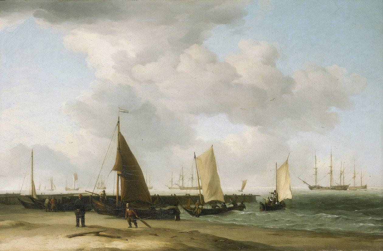Scene on the Shore, with a War Building on the Horizon by Charles Brooking