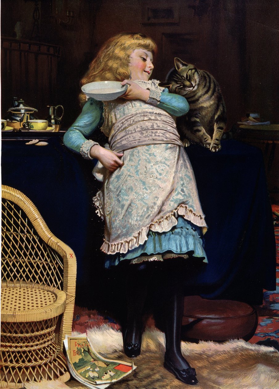 Child with Cat by Charles Burton (after) Barber