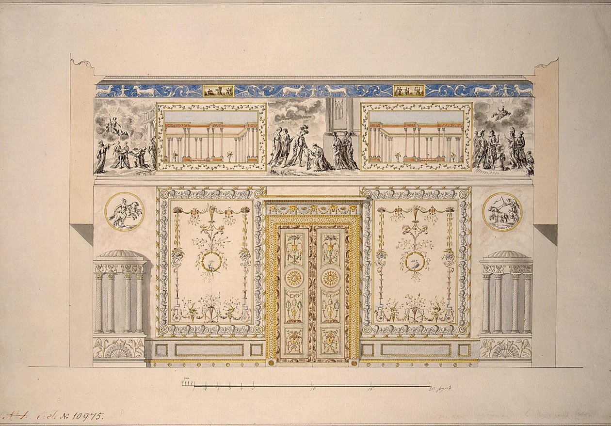 Design for the Lyons Hall Yellow Drawing-Room in the Great Palace of Tsarskoye Selo, Early 1780s by Charles Cameron