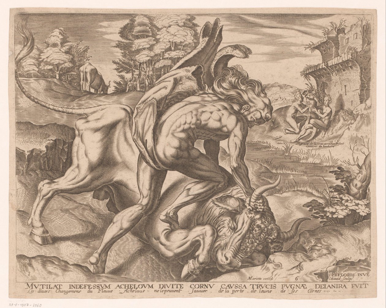 Hercules Subdues the Bull of Crete (Works of Hercules after Frans Floris) by Charles David